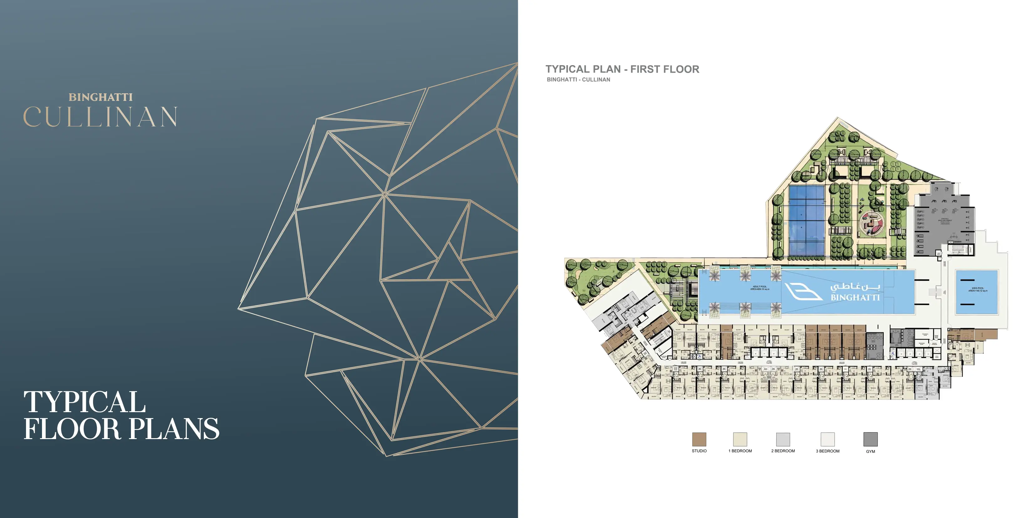 Binghatti cullinan 1 bedroom apartment floor plan