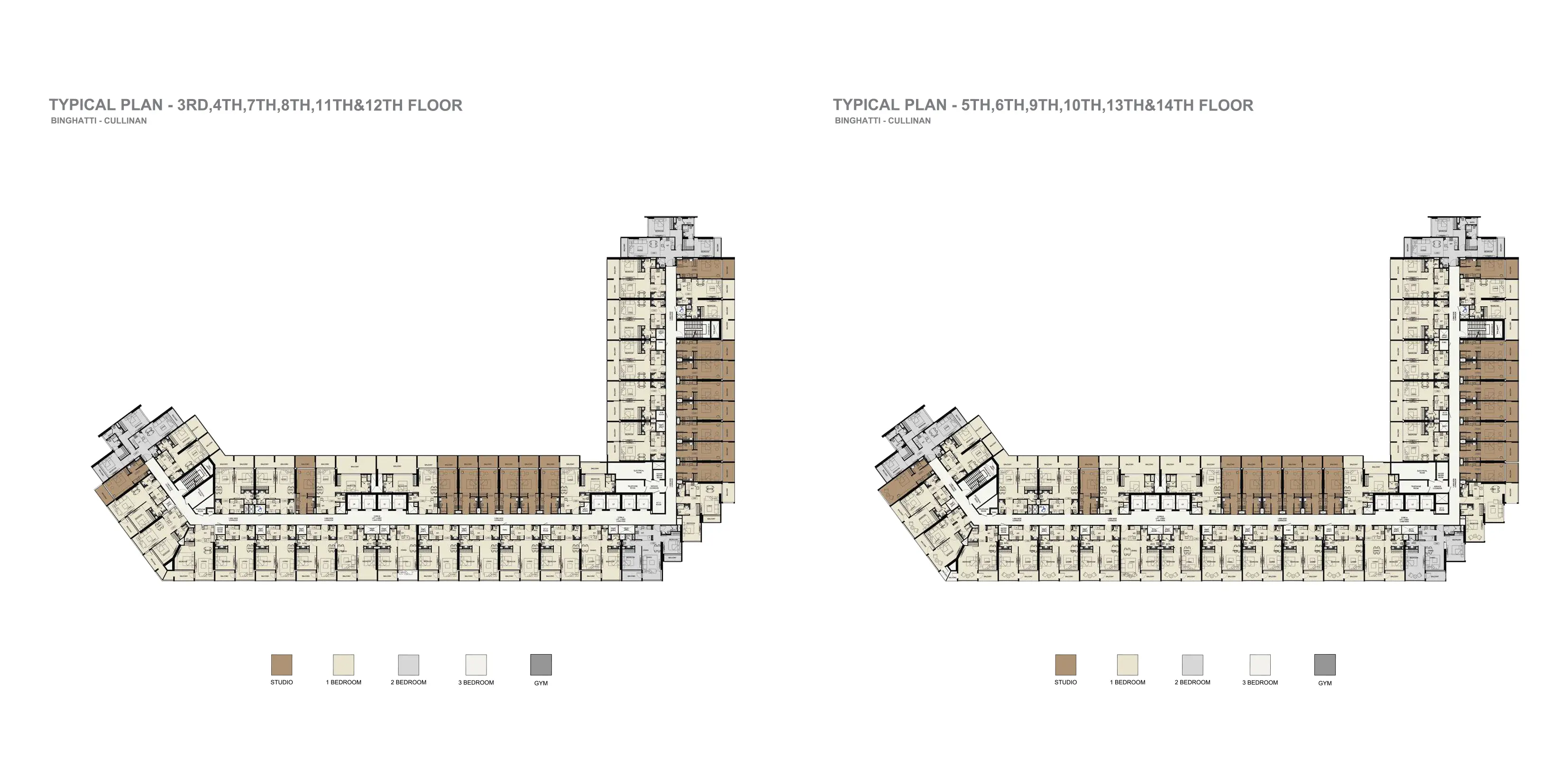 Binghatti cullinan 2 bedroom apartment floor plan