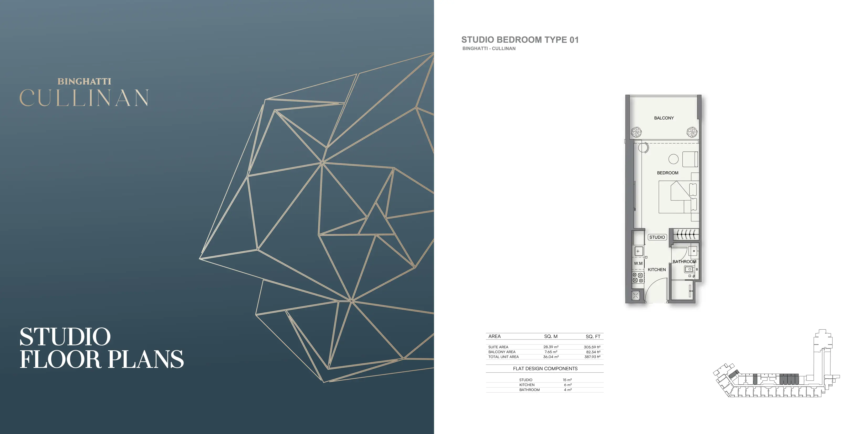 Binghatti cullinan 2 bedroom layout Dubai
