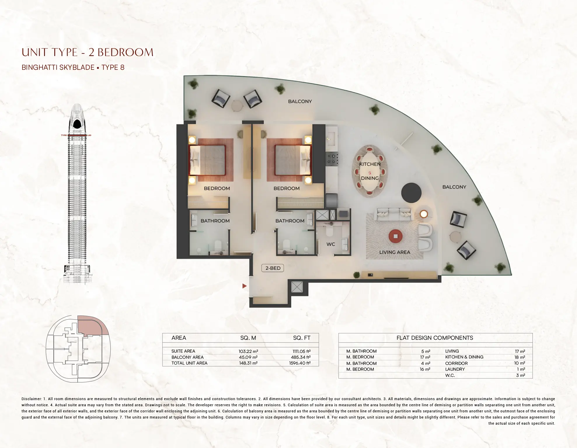 skyblade modern 2 bedroom design type 1